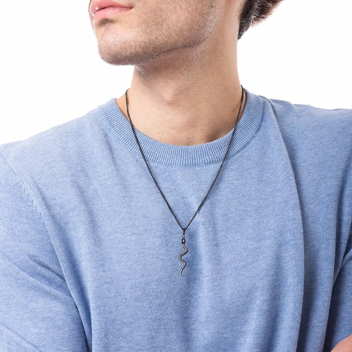 Oxzen ανδρικό κολιέ από ανοξείδωτο ατσάλι φίδι