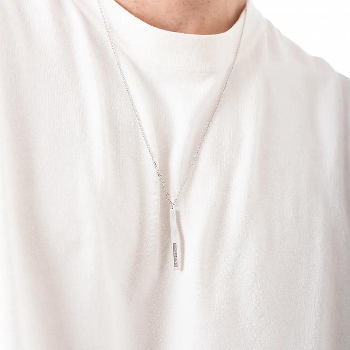 Oxzen ανδρικό κολιέ από ανοξείδωτο ατσάλι με λευκά ζιργκόν