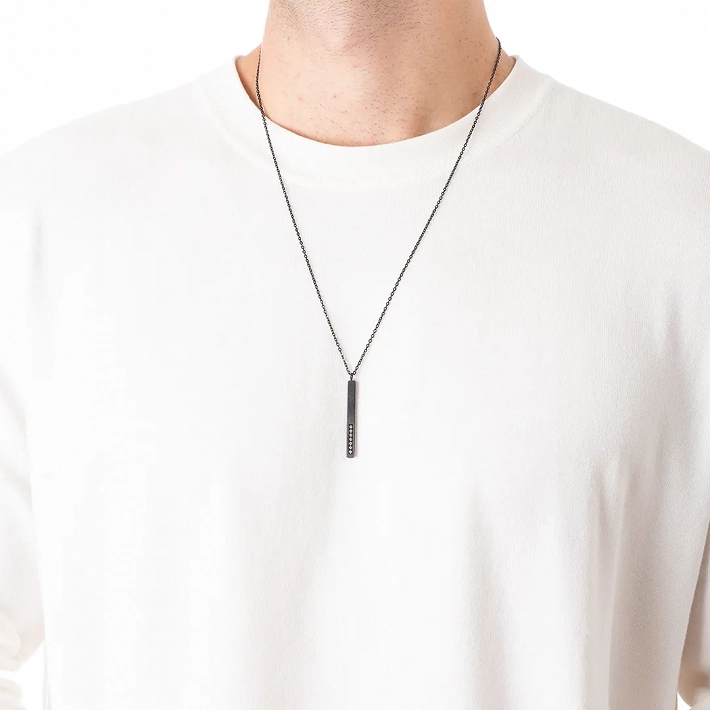 Oxzen ανδρικό κολιέ από ανοξείδωτο ατσάλι με λευκά ζιργκόν