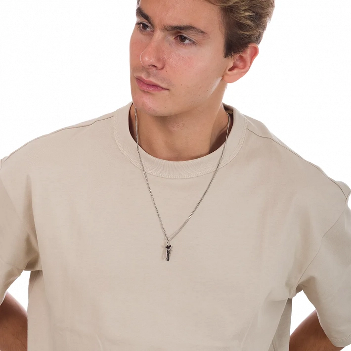 Oxzen κολιέ Unisex από ανοξείδωτο ατσάλι ζευγάρι αγκαλιά