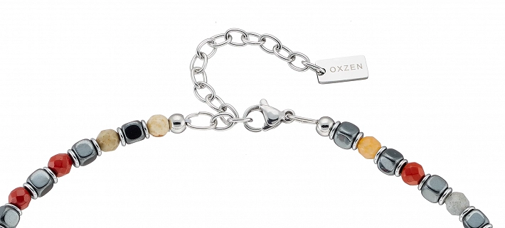 Oxzen Unisex κολιέ από ανοξείδωτο ατσάλι με ορυκτές πέτρες