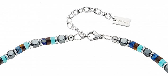 Oxzen Unisex κολιέ από ανοξείδωτο ατσάλι με ορυκτές πέτρες