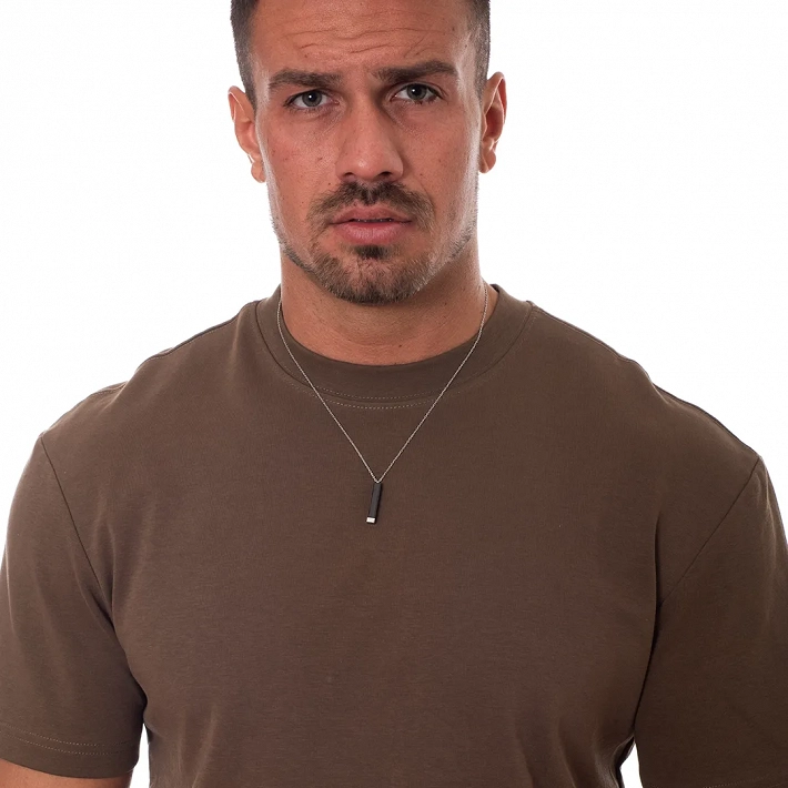 Oxzen κολιέ Unisex ατσάλινο μπάρα