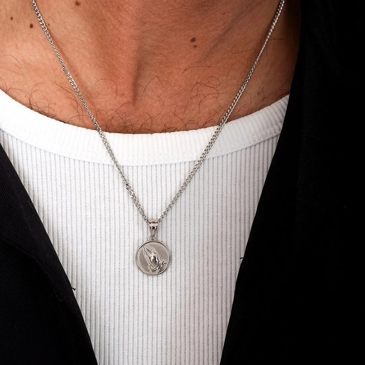 Oxzen κολιέ Unisex ατσάλινο prayer