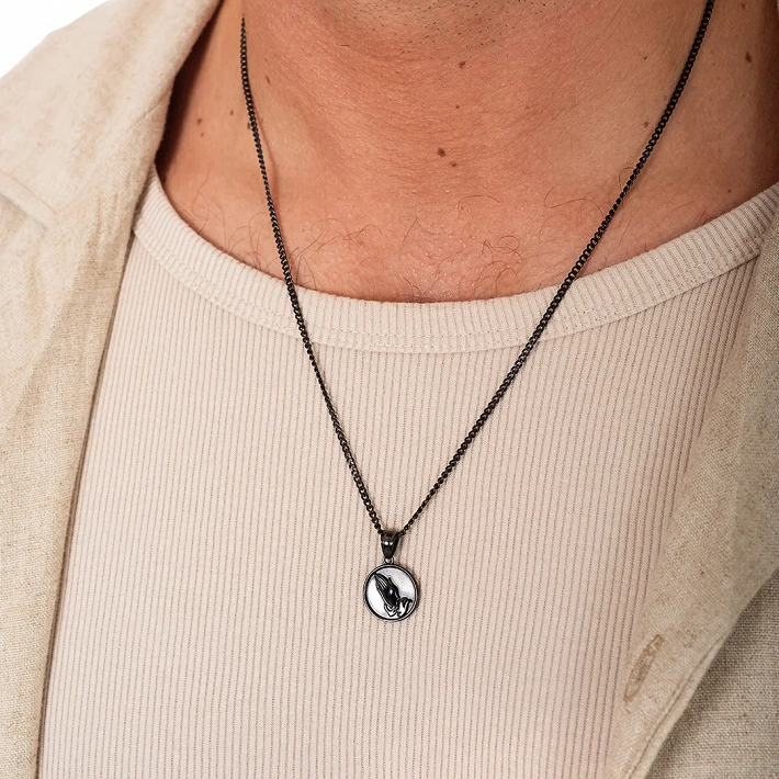 Oxzen κολιέ Unisex ατσάλινο prayer