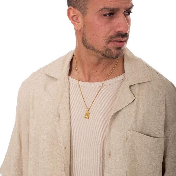 Oxzen κολιέ Unisex ατσάλινο αρκουδάκι