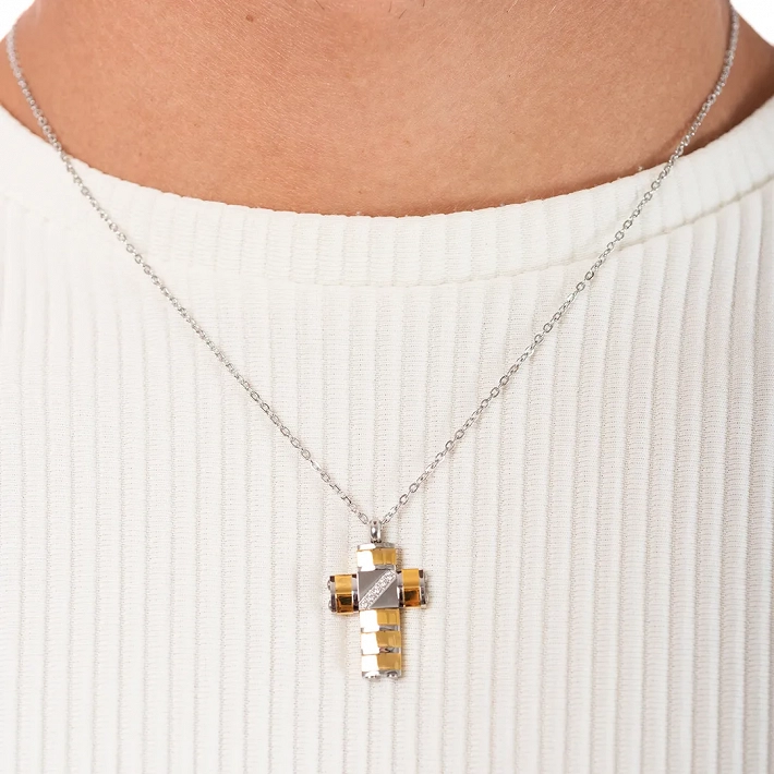 Κολιέ σταυρός με αλυσίδα ατσάλινος Unisex