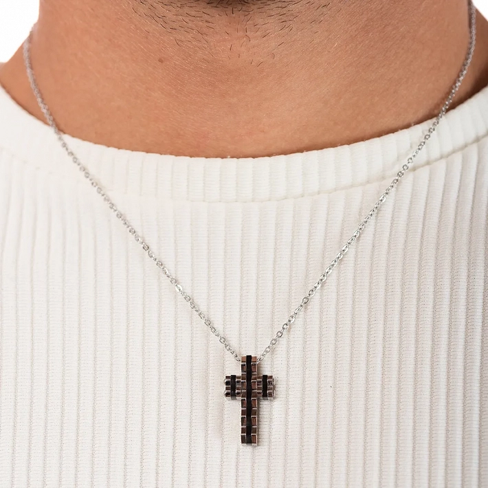 Κολιέ σταυρός με αλυσίδα ατσάλινος Unisex