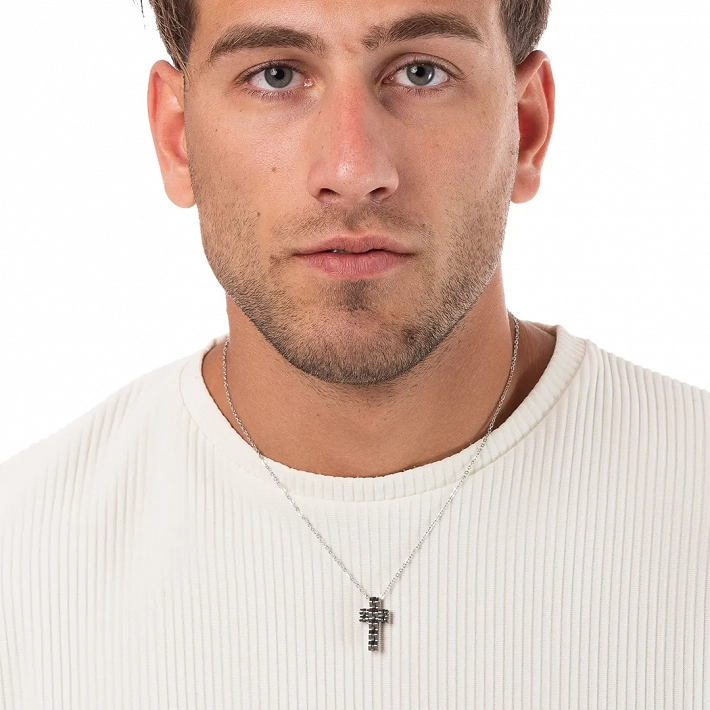 Κολιέ σταυρός με αλυσίδα ατσάλινος Unisex