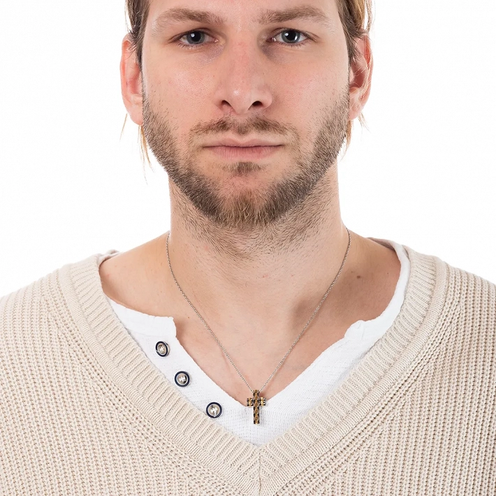 Κολιέ σταυρός με αλυσίδα ατσάλινος Unisex