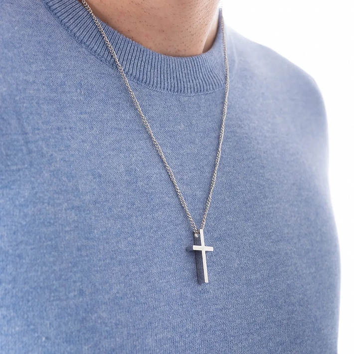 Oxzen ανδρικός σταυρός με αλυσίδα από ανοξείδωτο ατσάλι