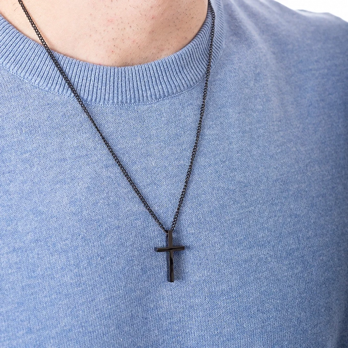 Oxzen ανδρικός σταυρός με αλυσίδα από ανοξείδωτο ατσάλι