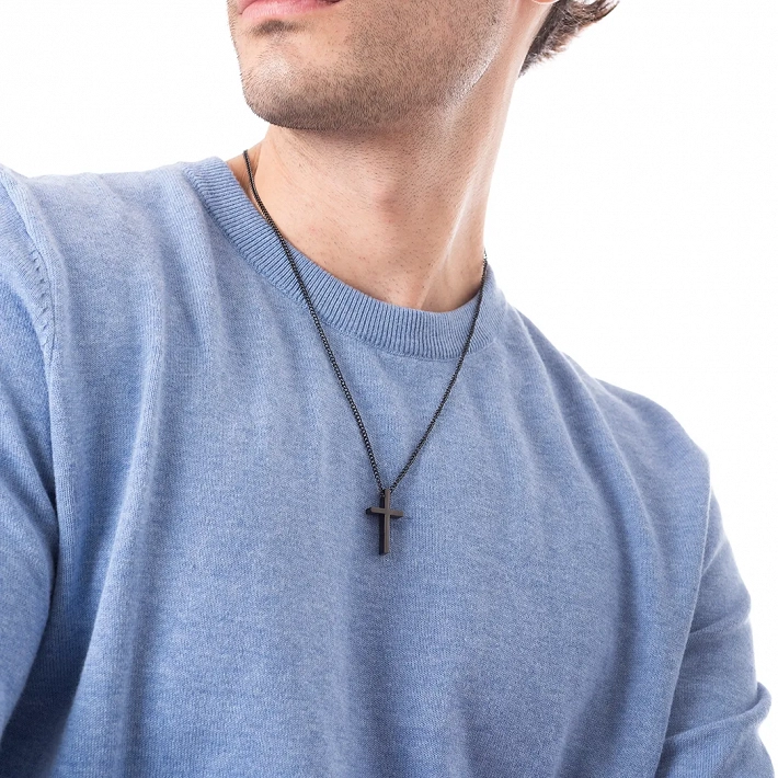 Oxzen ανδρικός σταυρός με αλυσίδα από ανοξείδωτο ατσάλι