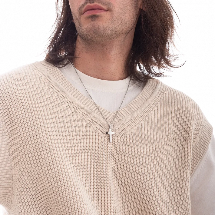 Oxzen ανδρικός σταυρός με αλυσίδα από ανοξείδωτο ατσάλι