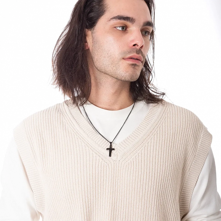 Oxzen ανδρικός σταυρός με αλυσίδα από ανοξείδωτο ατσάλι