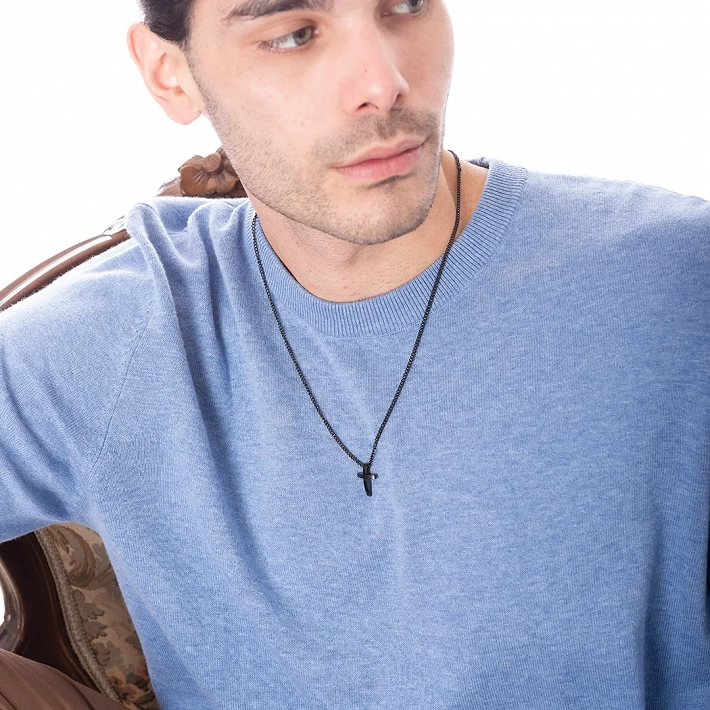 Oxzen ανδρικός σταυρός με αλυσίδα από ανοξείδωτο ατσάλι μικρός