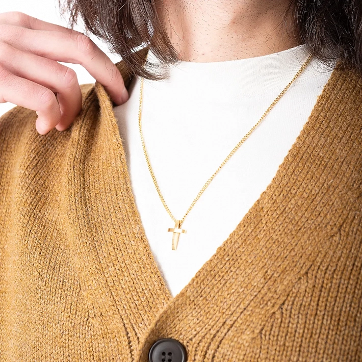 Oxzen ανδρικός σταυρός με αλυσίδα από ανοξείδωτο ατσάλι μικρός