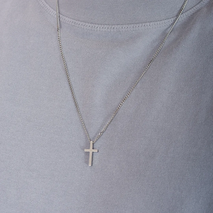 Oxzen ανδρικός σταυρός με αλυσίδα από ανοξείδωτο ατσάλι μικρός διακριτικός