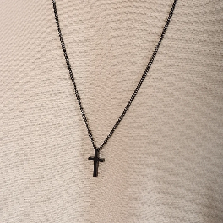 Oxzen ανδρικός σταυρός με αλυσίδα από ανοξείδωτο ατσάλι μικρός διακριτικός