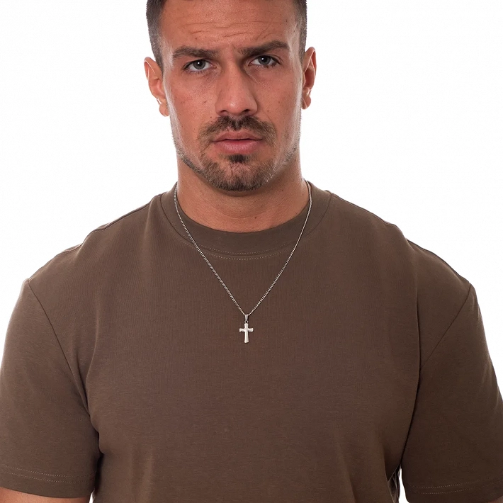 Oxzen ανδρικός σταυρός με αλυσίδα από ανοξείδωτο ατσάλι
