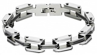 Βραχιόλι ατσάλι ανδρικό σε ασημί με μαύρο