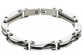 Χειροπέδα ανδρική ατσάλι σε ασημί με μαύρο