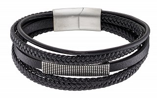 Βραχιόλι ανδρικό ατσάλι με δέρμα πενταπλό