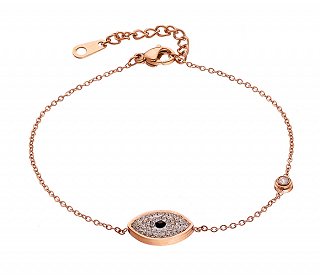 Βραχιόλι ατσάλινο ματάκι με κρύσταλλα cz