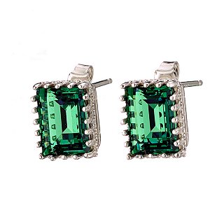 Oxzen σκουλαρίκια καρφωτά ασημένια με τετράγωνη πέτρα ζιργκόν