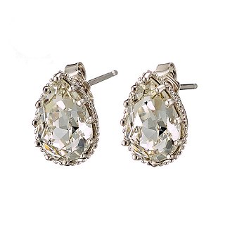 Oxzen σκουλαρίκια καρφωτά ασημένια με πέτρα ζιργκόν δάκρυ