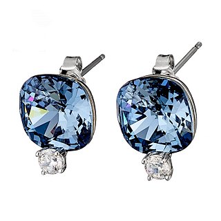 Oxzen σκουλαρίκια καρφωτά ασημένια με μπλέ τετράγωνη πέτρα ζιργκόν