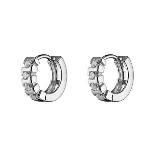 Oxzen σκουλαρίκια κρικάκια μικρά ασημένια στρογγυλά με πέτρες ζιργκόν