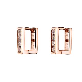 Oxzen σκουλαρίκια κρικάκια μικρά ασημένια τετράγωνα με πέτρες ζιργκόν