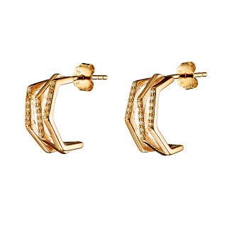 Oxzen σκουλαρίκια κρικάκια μικρά ασημένια τριπλά με πέτρες ζιργκόν