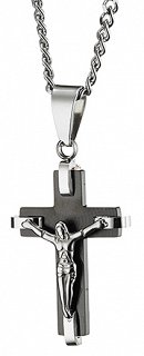 Κολιέ σταυρός ατσάλι με αλυσίδα