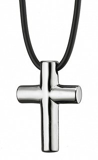 Σταυρός ατσάλι με καουτσούκ λουράκι