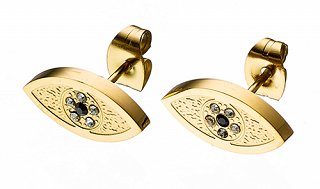 Σκουλαρίκια καρφωτά ατσάλινα ματάκι με κρύσταλλα cz