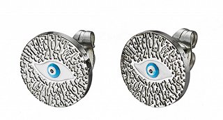 Σκουλαρίκια καρφωτά ατσάλινα στρογγυλό τιρκουάζ ματάκι