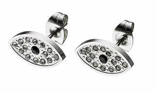 Σκουλαρίκια καρφωτά ατσάλινα ματάκι με κρύσταλλα CZ