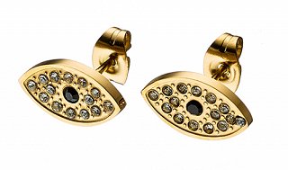 Σκουλαρίκια καρφωτά ατσάλινα ματάκι με κρύσταλλα CZ