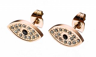 Σκουλαρίκια καρφωτά ατσάλινα ματάκι με κρύσταλλα CZ