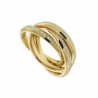 Δαχτυλίδι ατσάλινο τριπλές βέρες ολόσειρες με λευκές πέτρες