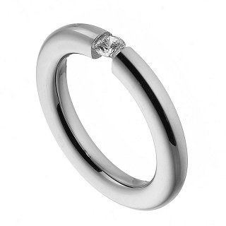 Δαχτυλίδι ατσάλινο μονόπετρο με πέτρα ζιργκόν