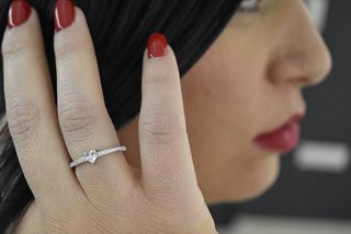 Oxzen δαχτυλίδι ασημένιο μονόπετρο με πέτρες ζιργκόν