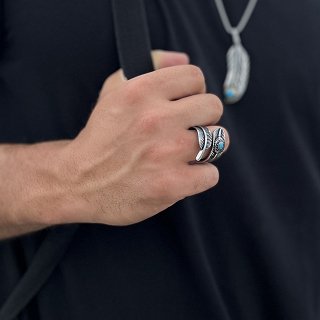 Δαχτυλίδι ανδρικό από ανοξείδωτο ατσάλι με τιρκουάζ πέτρα