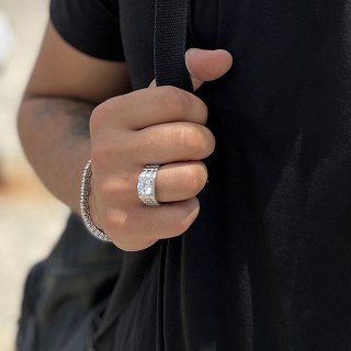 Δαχτυλίδι από ανοξείδωτο ατσάλι, ανδρικό με λευκό ζιργκόν