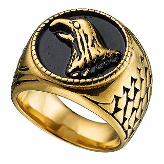 Δαχτυλίδι ανδρικό ατσάλι σε χρυσό αετός