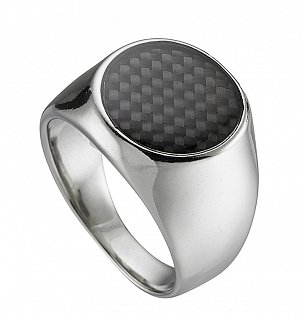 Δαχτυλίδι ατσάλι ανδρικό με μαύρο ανθρακόνημα