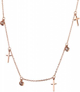 Κολιέ ατσάλινο με σταυρούς και πέτρες ζιργκόν