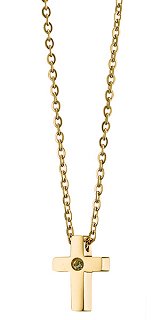 Κολιέ ατσάλινο σταυρός με πέτρα ζιργκόν